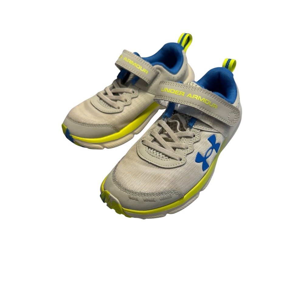 Under Armour Assert 8 Kids Grey Blue Lime Green Running Shoes 3026183-110 1Y